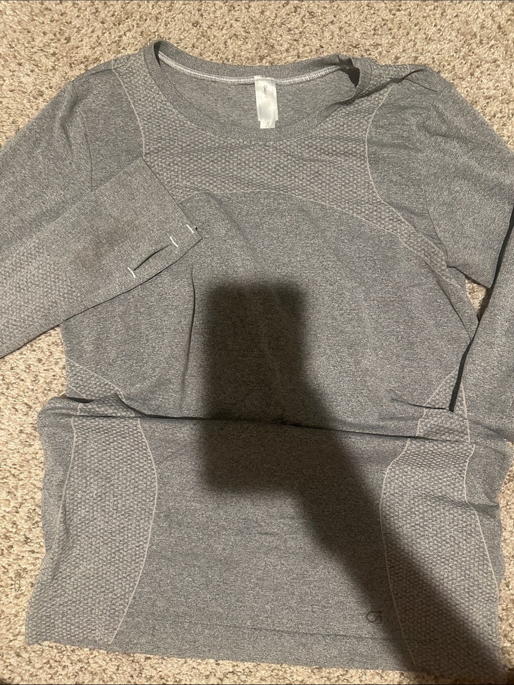 GAP Gray Long Sleeve Textured Knit Crew